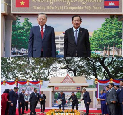 សម្តេចតេជោ ហ៊ុន សែន និងលោក តូ ឡឹម អញ្ជើញបញ្ចុះបឋម​សិលាសាង​សង់​សាលា​មិត្តភាព​កម្ពុជា-វៀត​ណាម